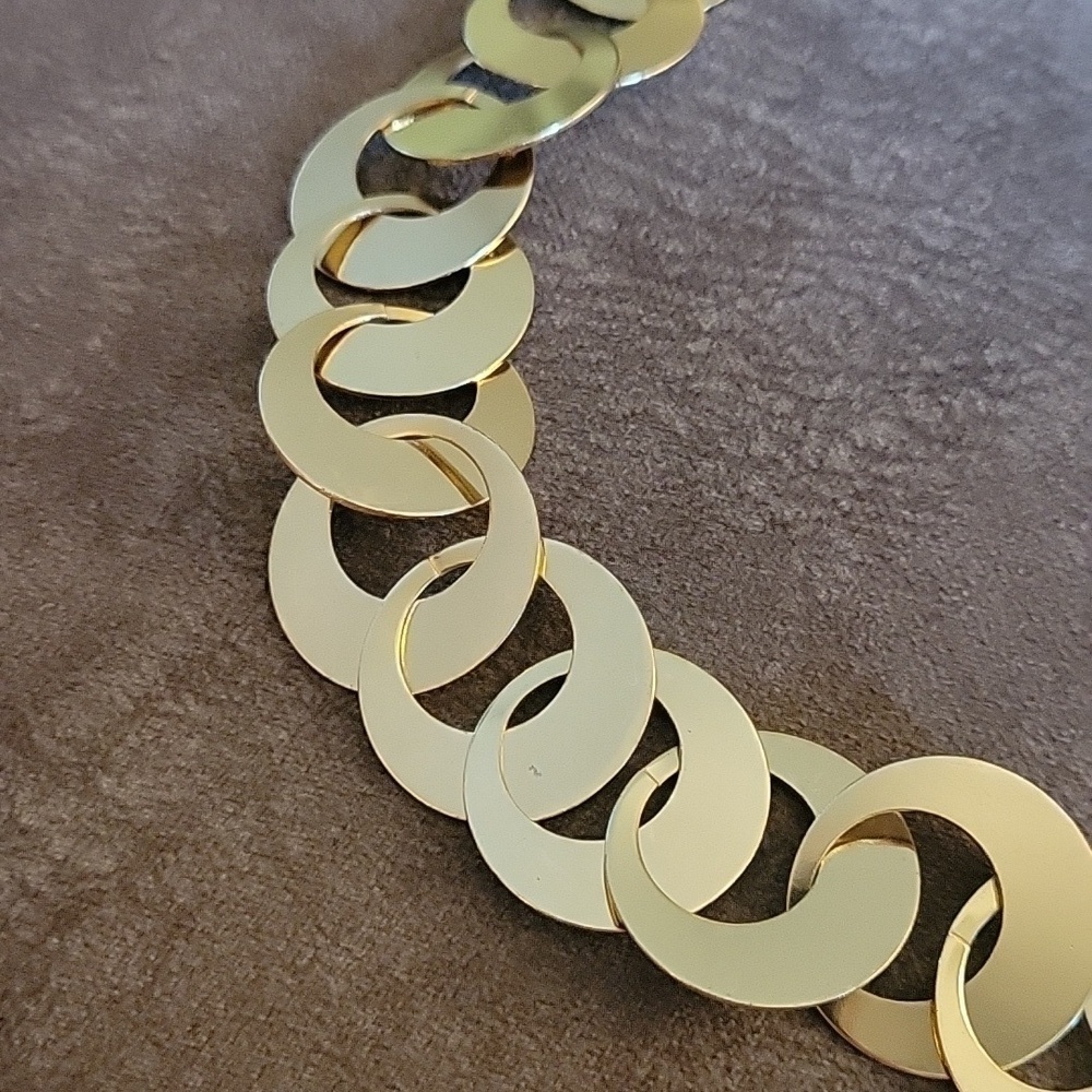 Vtg 1990s Goldtone Chunky Link Chain Unisex Holiday Necklace - Picture 3 of 7
